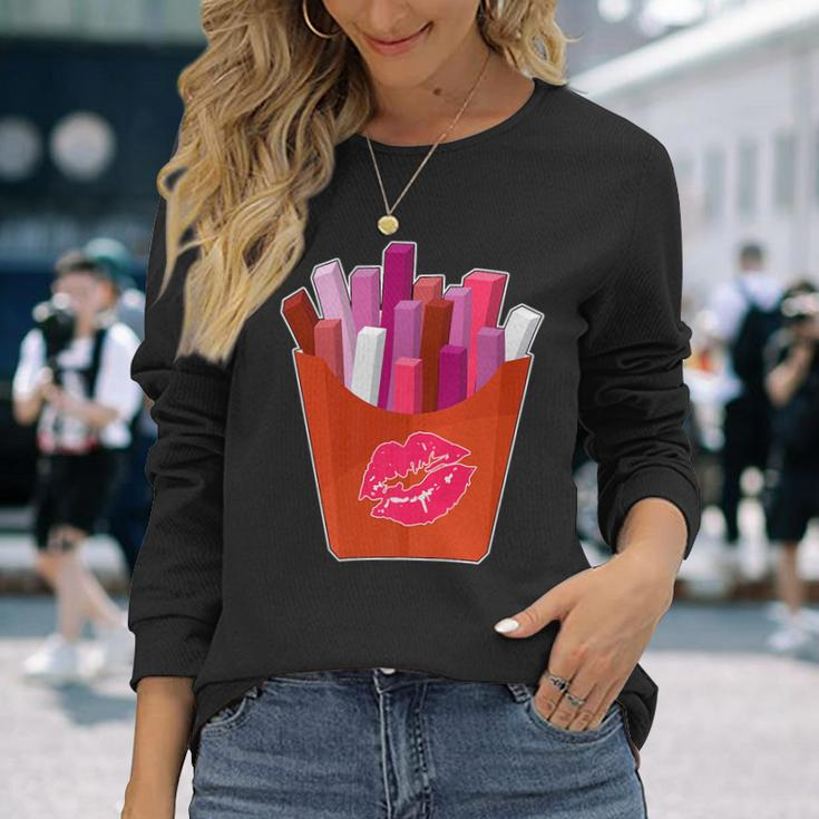 Lipstick Lesbian Lgbtq Potato French Fries Gay Pride Long Sleeve T-Shirt T-Shirt Gifts for Her