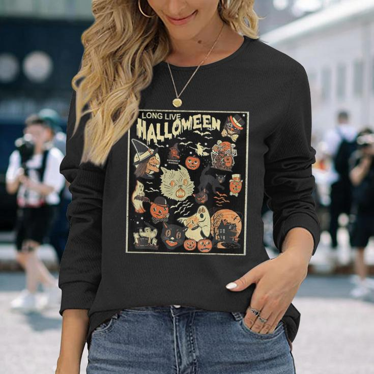 Long Live Halloween Pumpkin Cat Witch Long Sleeve T-Shirt Gifts for Her