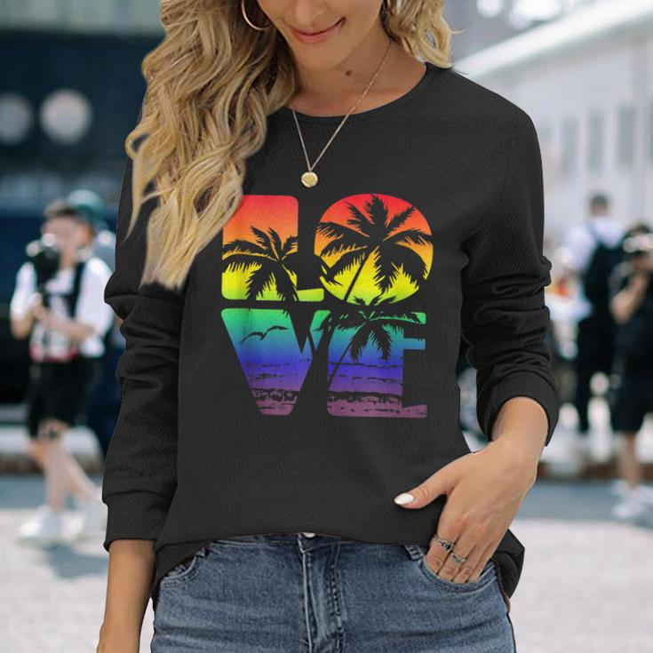 Love Is Love Gay Pride Lgbt Beach Long Sleeve T-Shirt Gifts for Her