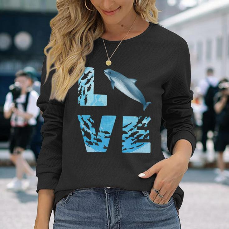 Love Harbor Porpoise Whale Sea Animals Marine Mammal Whales Long Sleeve T-Shirt Gifts for Her