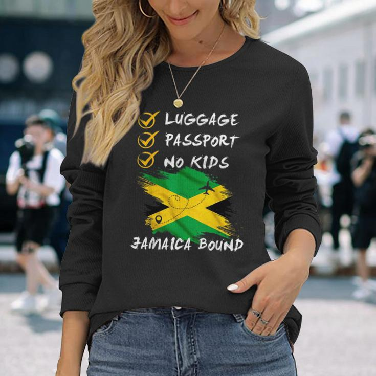 Luggage Passport No Jamaica Travel Vacation Outfit Long Sleeve T-Shirt Gifts for Her