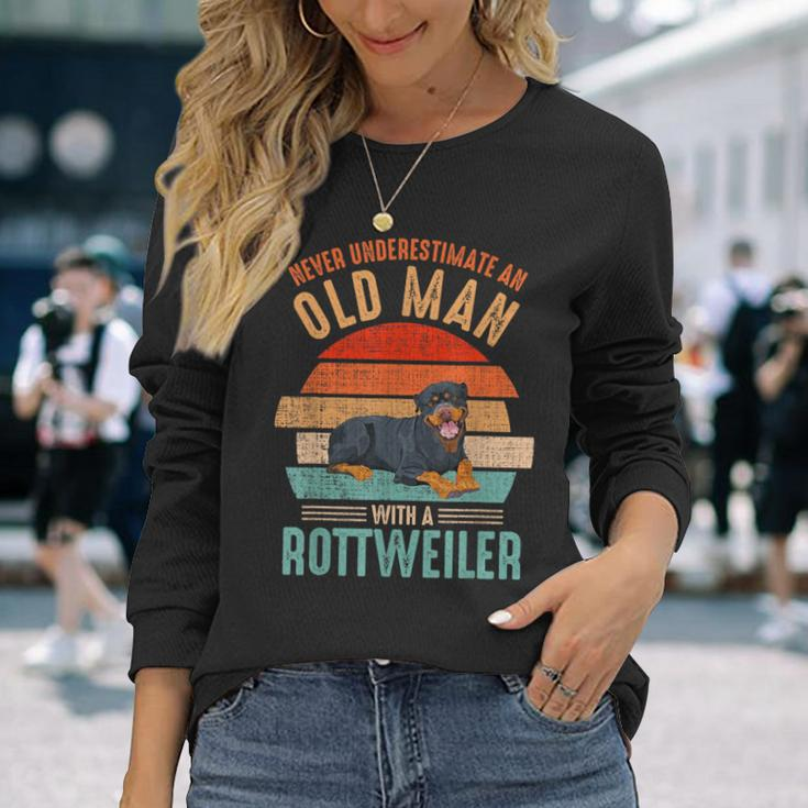 Mb Never Underestimate An Old Man With A Rottweiler Long Sleeve T-Shirt Gifts for Her