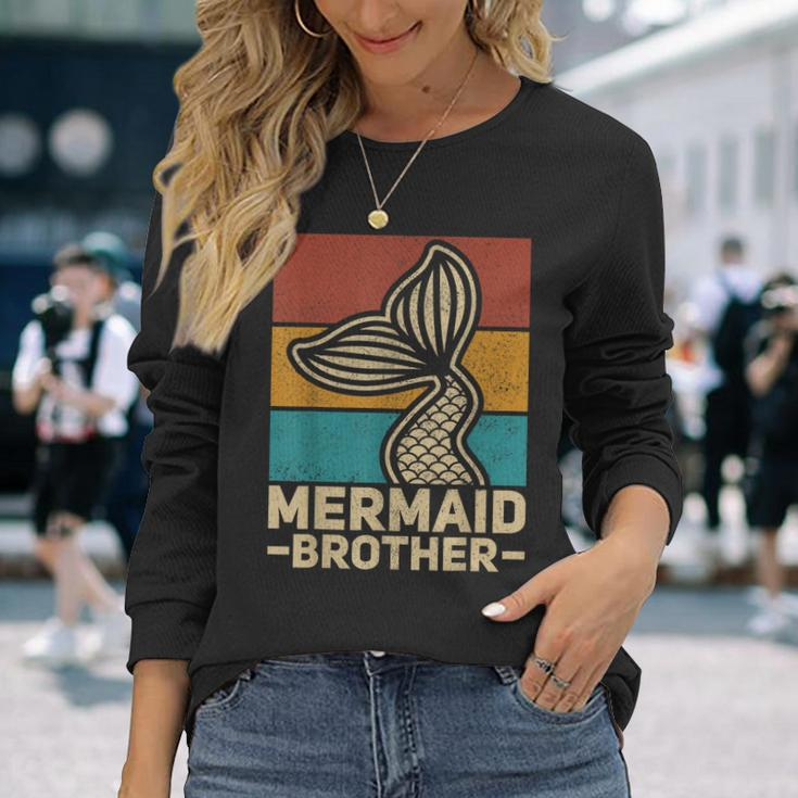 Mermaid Brother Mermaid Birthday Party Outfit Retro Mermaid Long Sleeve T-Shirt T-Shirt Gifts for Her