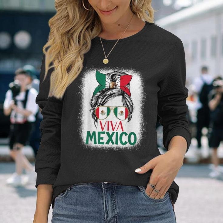 Mexico Independence Day Viva Mexican Flag Pride Hispanic Long Sleeve T-Shirt Gifts for Her