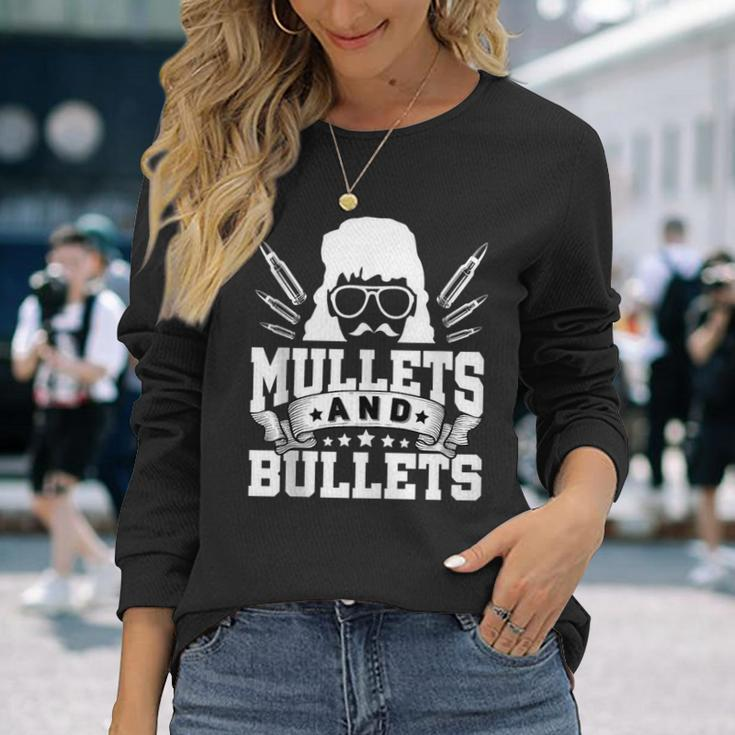 Mullet & Bullets Redneck Mullet Long Sleeve T-Shirt T-Shirt Gifts for Her