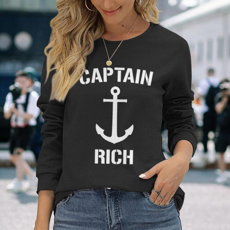 Nautical Captain Rich Personalized Boat Anchor Long Sleeve T-Shirt T-Shirt Gifts for Her