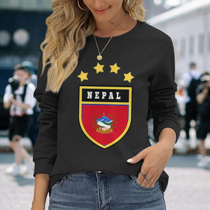 Nepal Pocket Coat Of Arms National Pride Flag Long Sleeve T-Shirt T-Shirt Gifts for Her