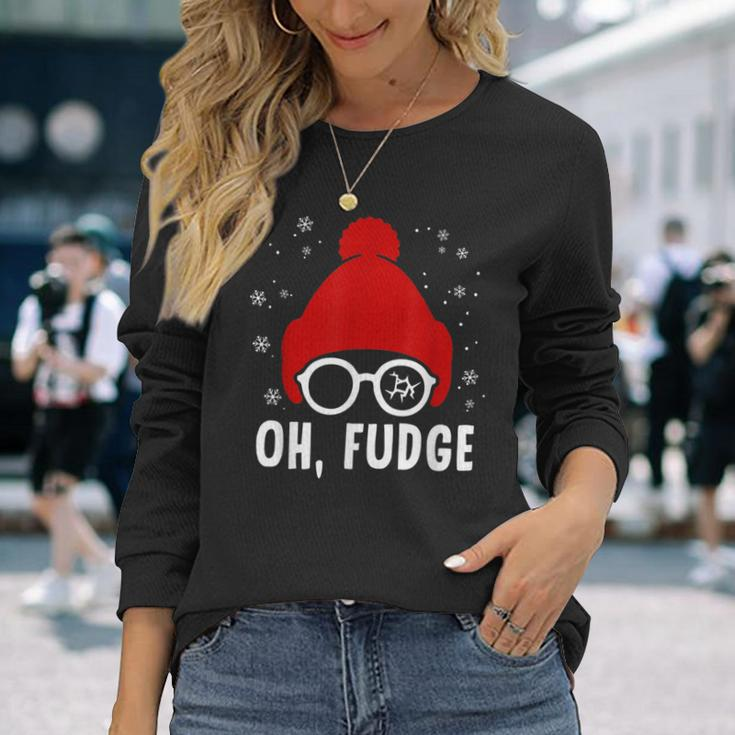 Oh A Fudge Christmas Saying Vintage Xmas Santa Hat Long Sleeve T-Shirt Gifts for Her