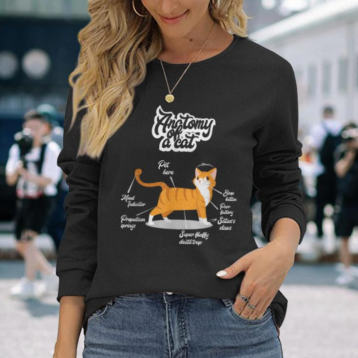 Orange Tabby Cat Anatomy Of A Cat Cute Present Long Sleeve T-Shirt Gifts for Her