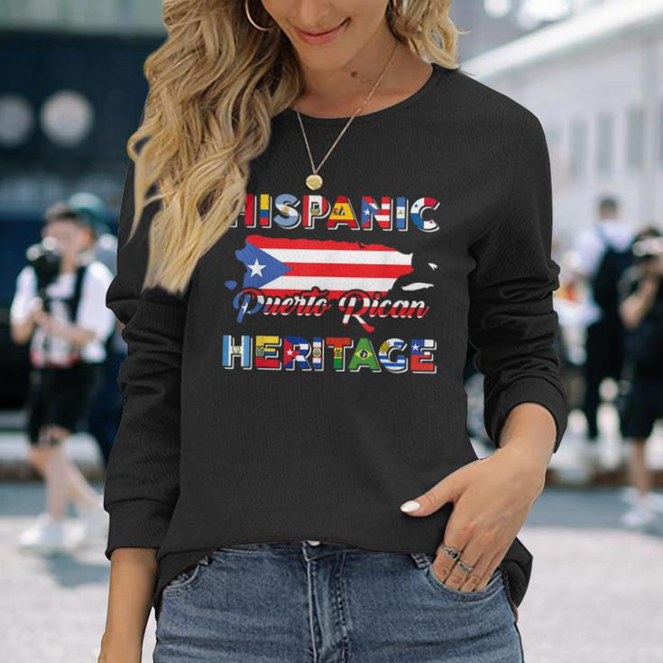 Hispanic Heritage Month Puerto Rican Puerto Rico Flag Pride Long Sleeve Gifts for Her