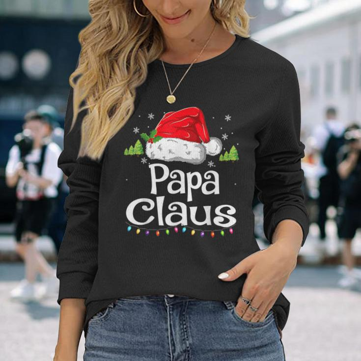 Papa Claus Christmas Pajama Family Matching Xmas Long Sleeve T-Shirt Gifts for Her