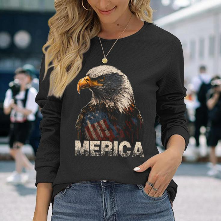 Patriotic Bald Eagle 4Th Of July Usa American Flag Long Sleeve T-Shirt T-Shirt Gifts for Her