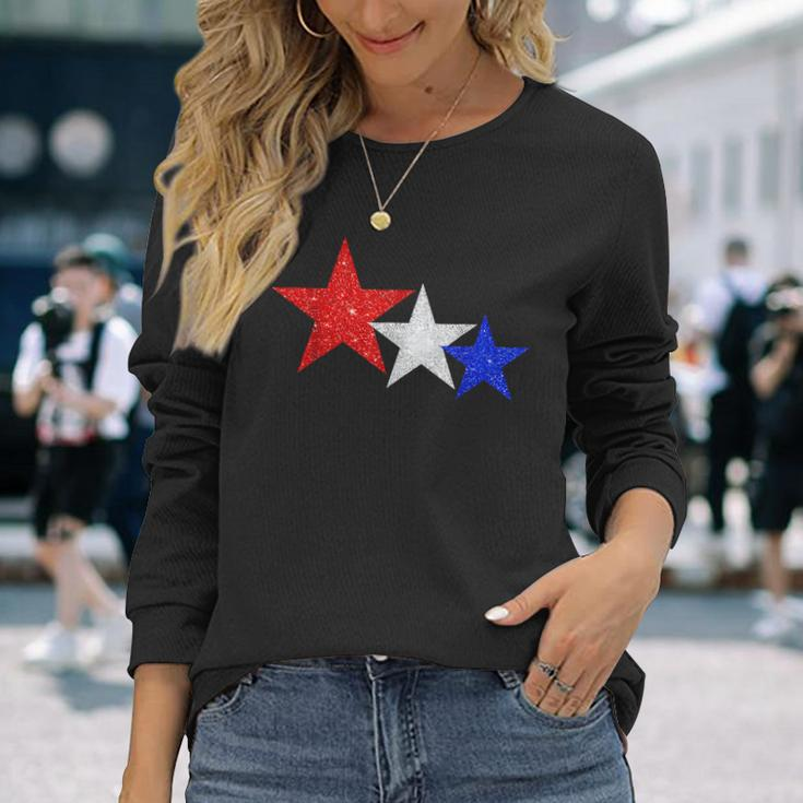 Patriotic Stars Sparkle Red White Blue American 4Th Of July Long Sleeve T-Shirt T-Shirt Gifts for Her