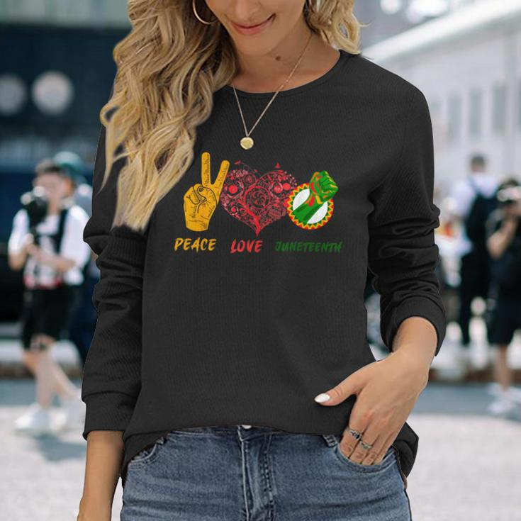 Peace Love Junenth Black History Pride African American Long Sleeve T-Shirt T-Shirt Gifts for Her