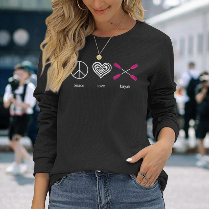 Peace Love Kayak Water Sport Long Sleeve T-Shirt T-Shirt Gifts for Her