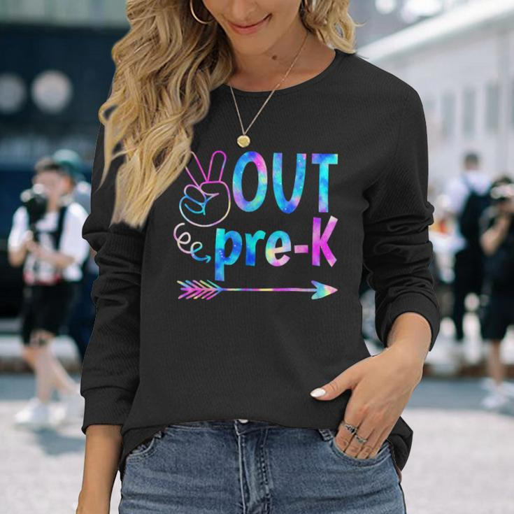 Peace Out Pre K Graduate Tie Dye Happy Last Day Of School Long Sleeve T-Shirt T-Shirt Gifts for Her