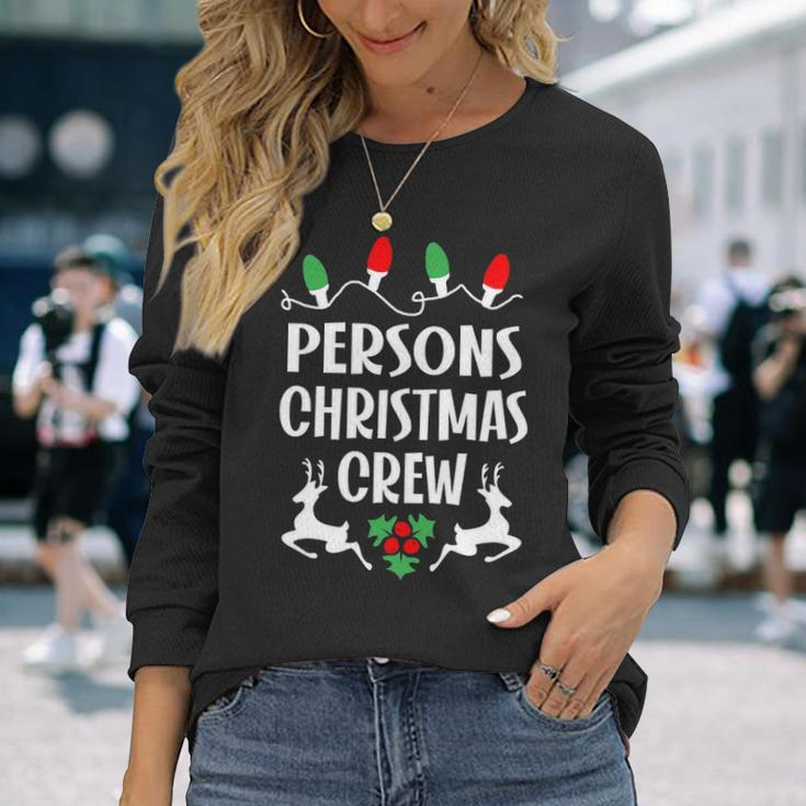 Persons Name Christmas Crew Persons Long Sleeve T-Shirt Gifts for Her