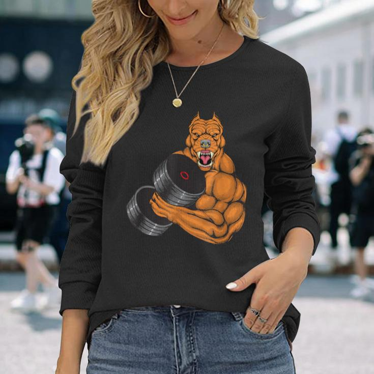 Pit Bull Gym Fitness Weightlifting Deadlift Bodybuilding Long Sleeve T-Shirt Gifts for Her
