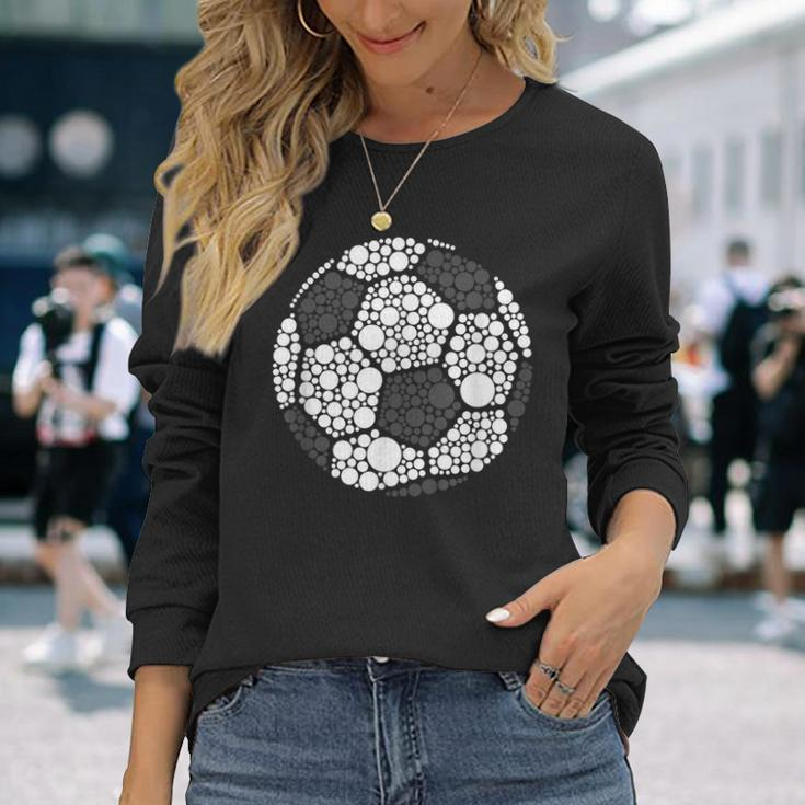 Polka Dot Football Soccer Lover Happy Dot Day Sport Ball Long Sleeve T-Shirt Gifts for Her