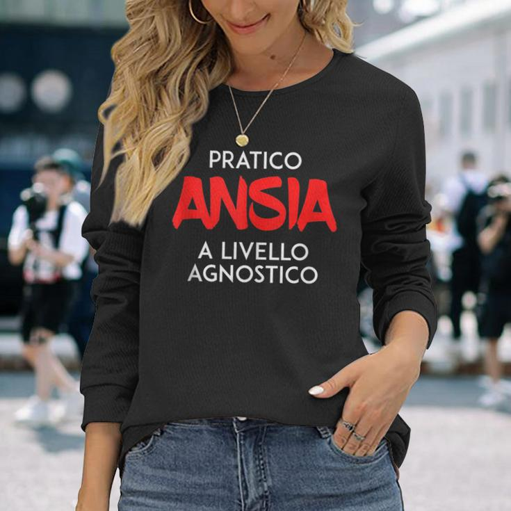 I Practice Anxiety At A Competitive Level Italian Words Long Sleeve T-Shirt T-Shirt Gifts for Her