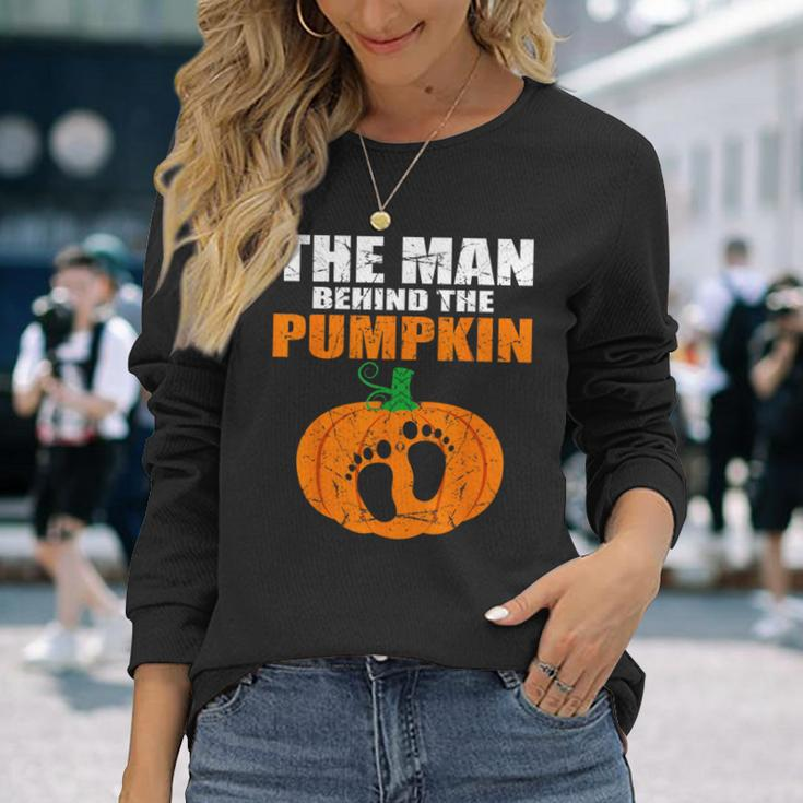 Pregnant Halloween Costume For Dad Expecting Lil Pumpkin Long Sleeve T-Shirt Gifts for Her