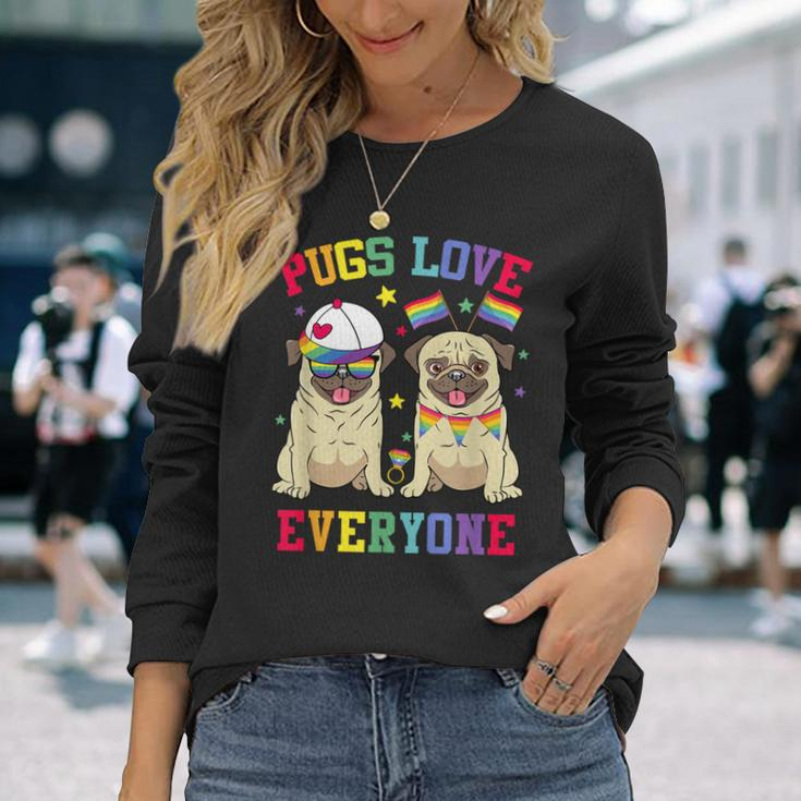 Pride Parade Pugs Love Everyone Lgbt Pugs Gay Pride Lgbt Long Sleeve T-Shirt Gifts for Her