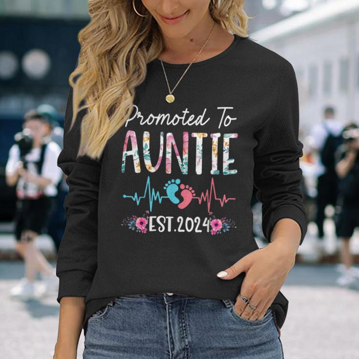 Promoted To Auntie Est 2024 First Time Mom Long Sleeve T-Shirt Gifts for Her