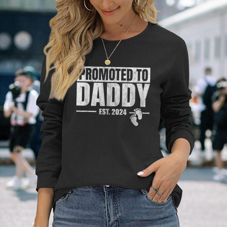 Promoted To Daddy Est 2024 Fathers Day First Time Dad Long Sleeve T-Shirt Gifts for Her
