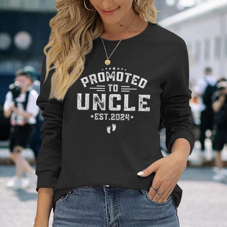 Promoted To Uncle 2024 Present For First Time New Uncle Long Sleeve T-Shirt Gifts for Her