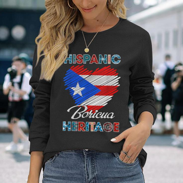 Puerto Rican Hispanic Heritage Boricua Puerto Rico Flag Long Sleeve T-Shirt Gifts for Her