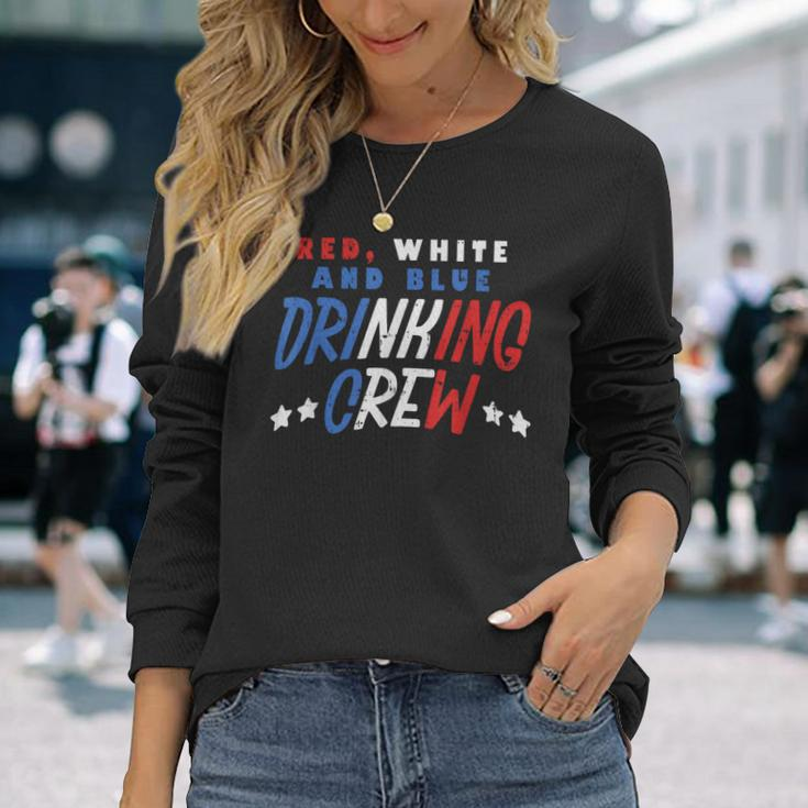 Red White And Blue Drinking Crew Usa 4Th Of July Party Long Sleeve T-Shirt Gifts for Her