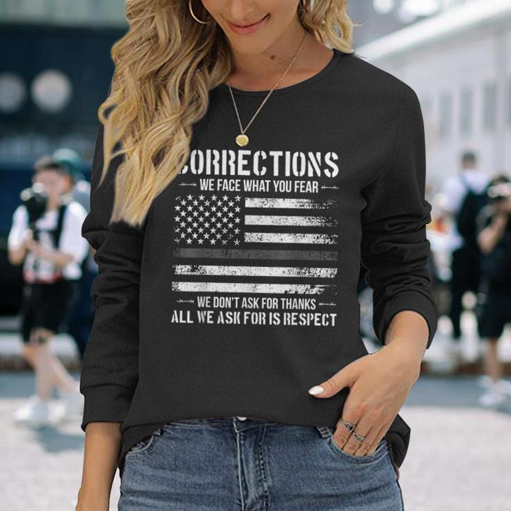 Respect Correctional Officer Proud Corrections Officer Long Sleeve T-Shirt Gifts for Her