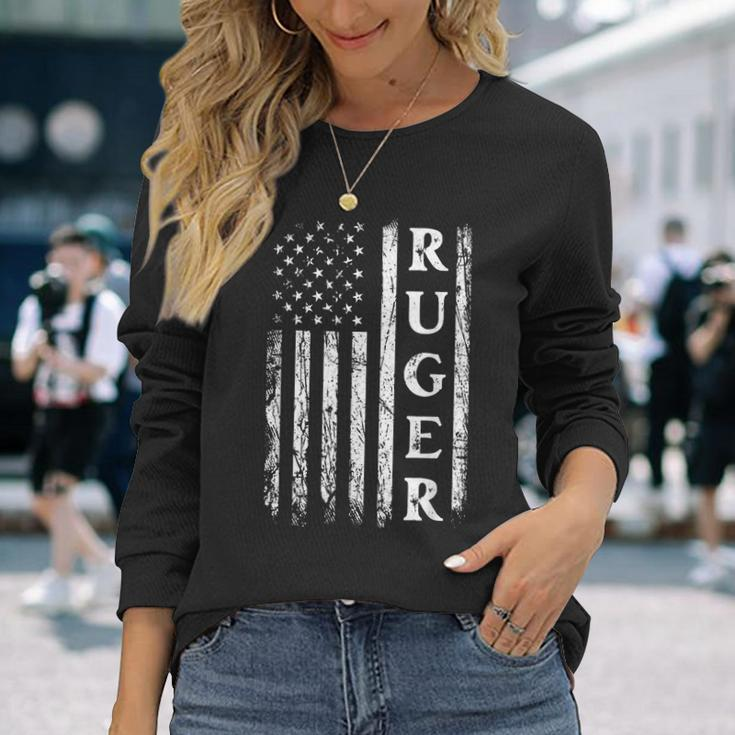 Retro American Flag Ruger American Family Day Matching Long Sleeve Gifts for Her