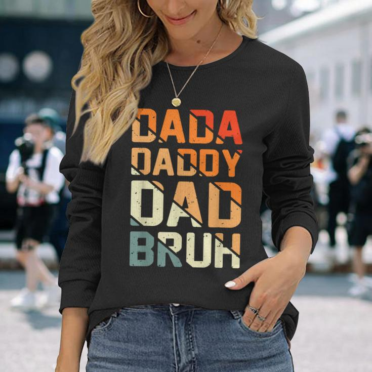 Retro Dada Daddy Dad Bruh Fathers Day Vintage Father Long Sleeve T-Shirt T-Shirt Gifts for Her