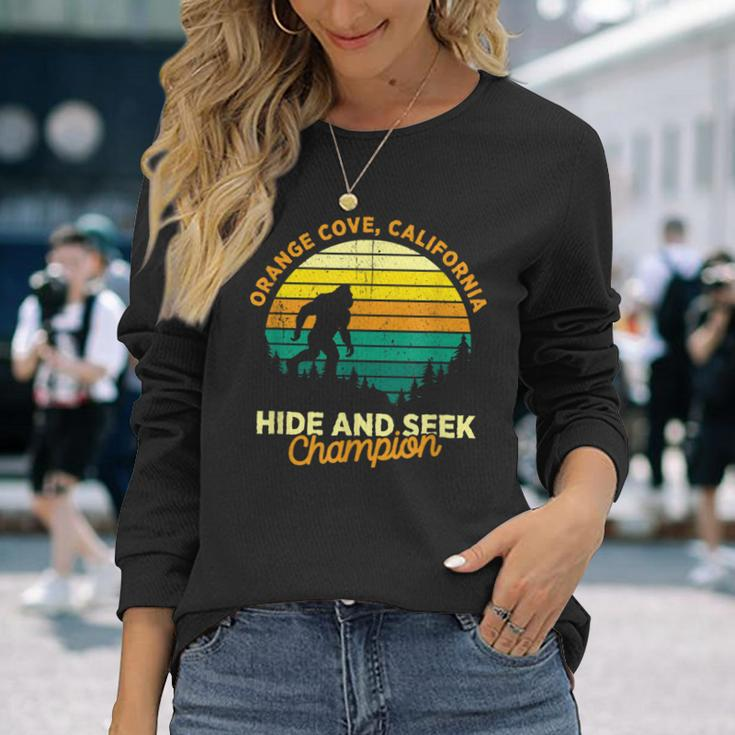 Retro Orange Cove California Big Foot Souvenir Long Sleeve T-Shirt Gifts for Her