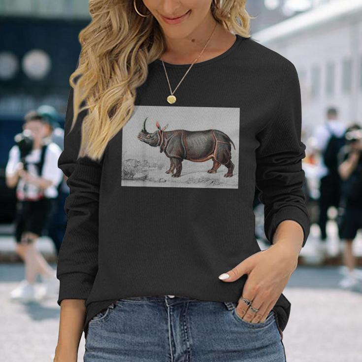 Rhino Indian Rhinoceros Rhino Lover Safari Rhinoceros Long Sleeve T-Shirt Gifts for Her
