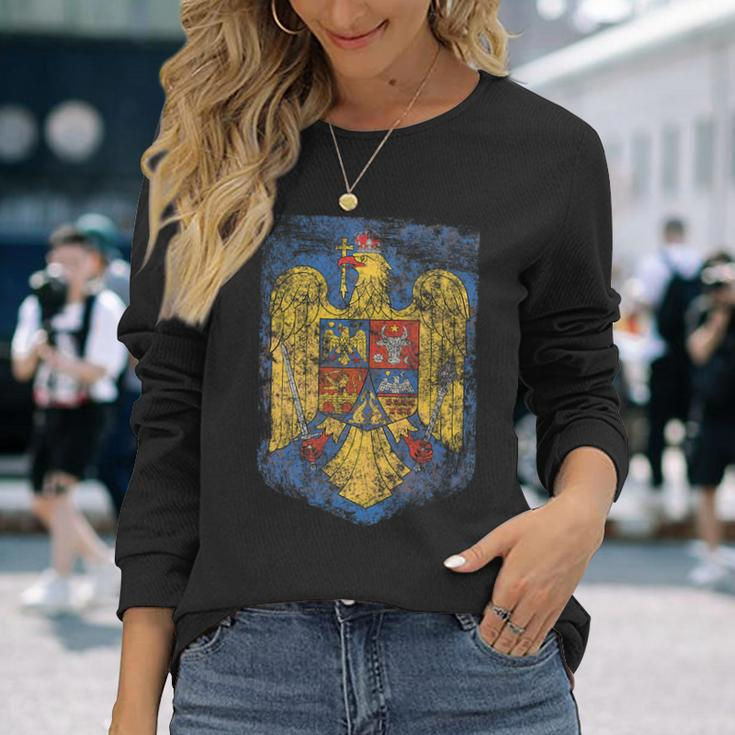 Romanian Pride Coat Of Arms Of Romania Heritage Celtic Long Sleeve T-Shirt T-Shirt Gifts for Her