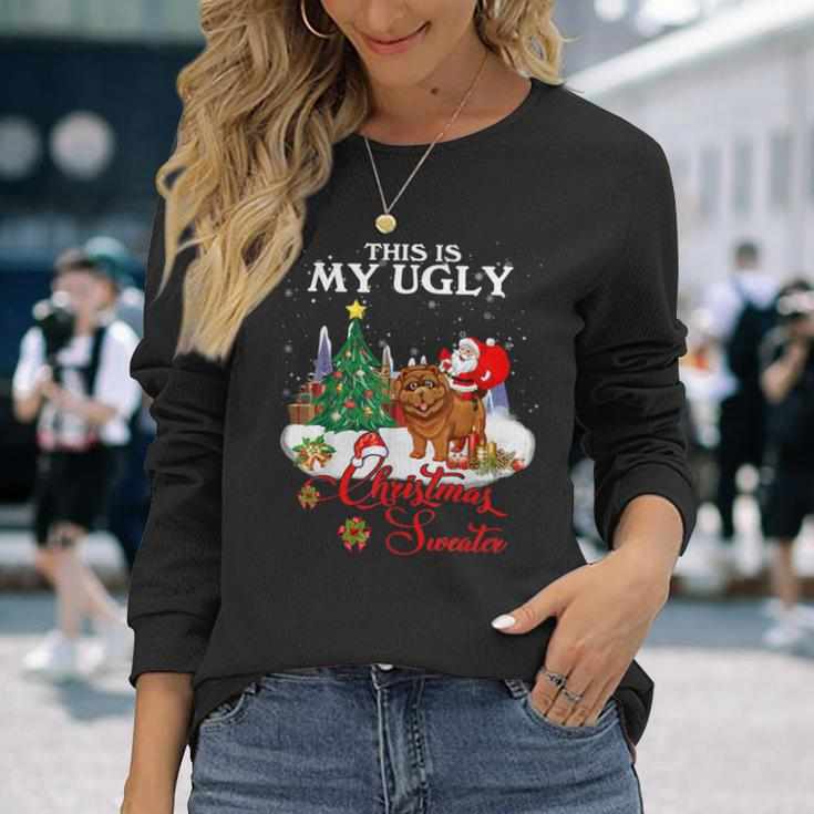 Santa Riding Chow Chow This Is My Ugly Christmas Sweater Long Sleeve T-Shirt Gifts for Her