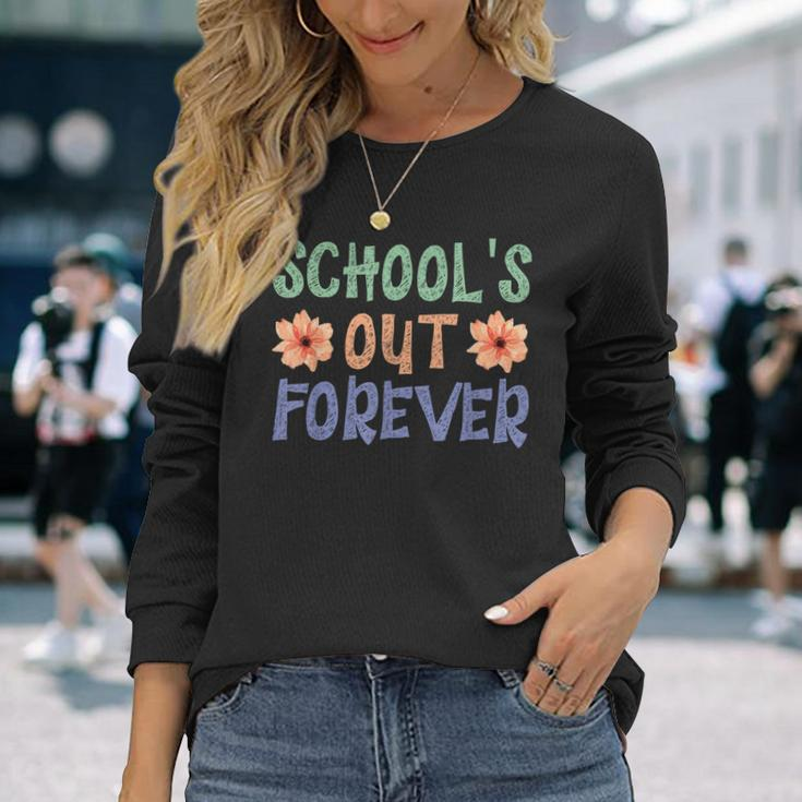 Schools Out Forever Retro Last Day Of School Long Sleeve T-Shirt T-Shirt Gifts for Her