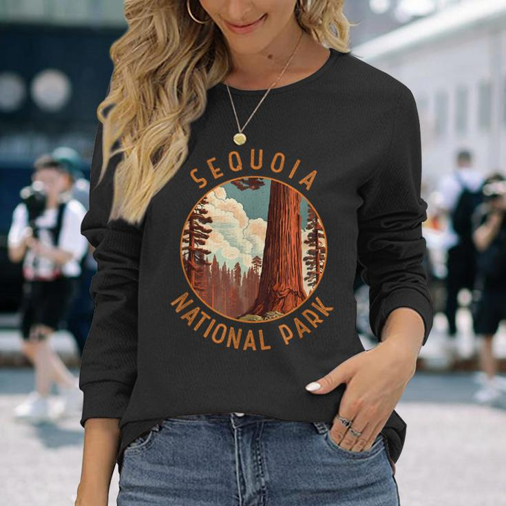 Sequoia National Park Illustration Distressed Circle Long Sleeve Gifts for Her