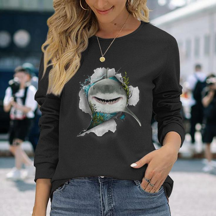 Shark Great White Shark Deep Sea Fishing Shark Long Sleeve T-Shirt T-Shirt Gifts for Her