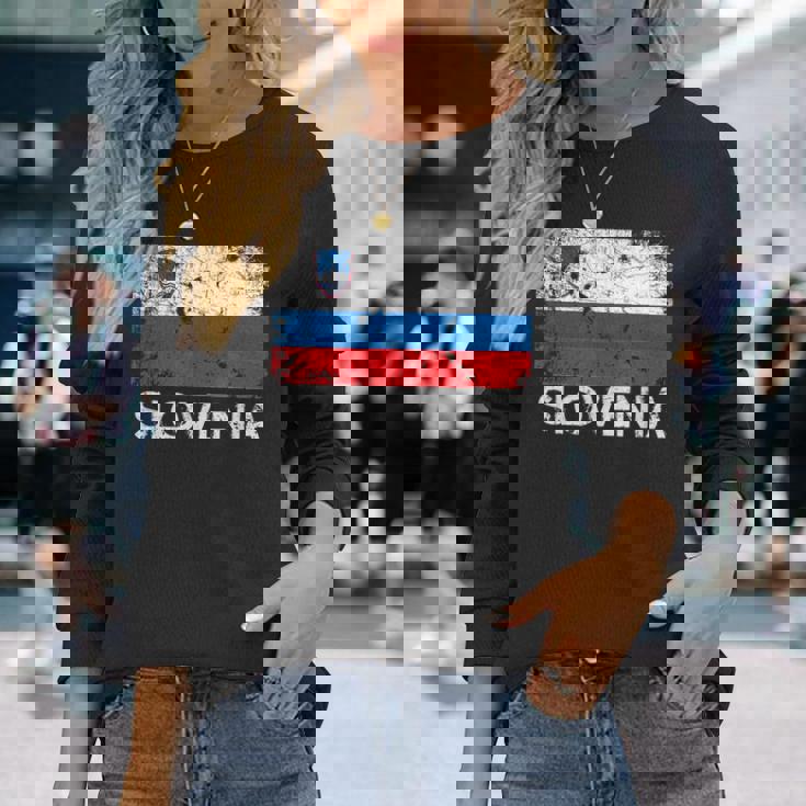 Slovenian Flag Vintage Made In Slovenia Long Sleeve T-Shirt Gifts for Her