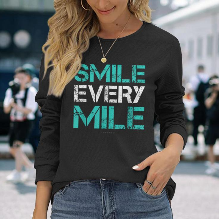Smile Every Mile Running Runner Long Sleeve T-Shirt Gifts for Her