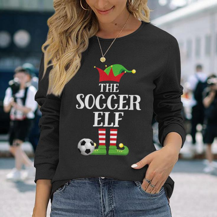 Soccer Elf Family Matching Christmas Group Elf Pajama Long Sleeve T-Shirt Gifts for Her