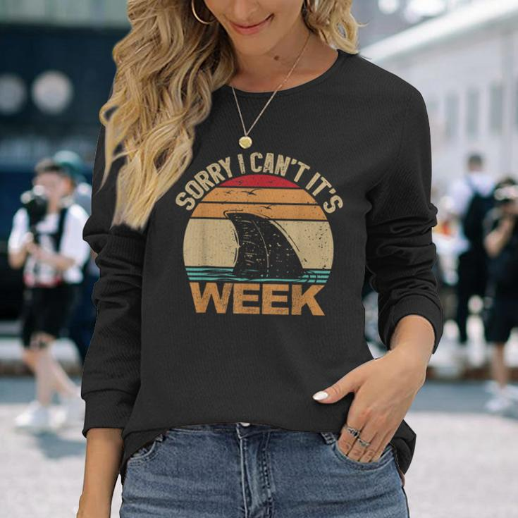 Sorry I Can't It's Week Vintage Shark Lovers Long Sleeve T-Shirt Gifts for Her