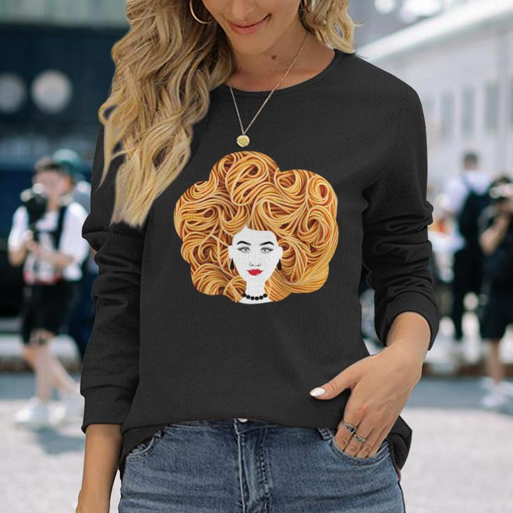 Spaghetti Pasta Natural Hair Long Sleeve T-Shirt Gifts for Her