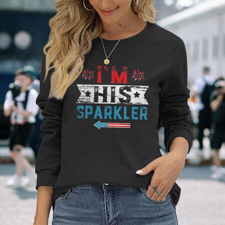 Im His Sparkler His And Her 4Th Of July Matching Couples Long Sleeve T-Shirt T-Shirt Gifts for Her