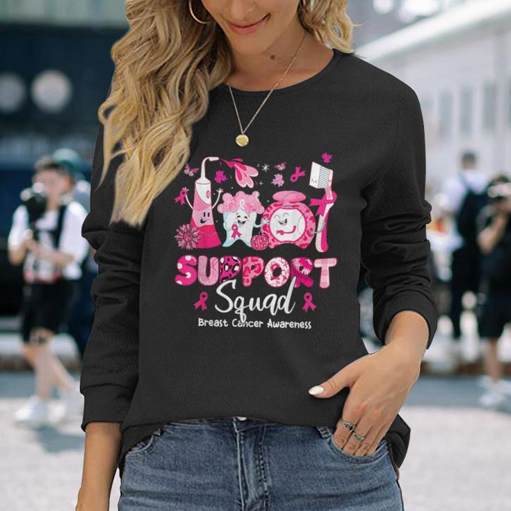 Support Squad Tooth Dental Breast Cancer Awareness Dentist Long Sleeve T-Shirt Gifts for Her