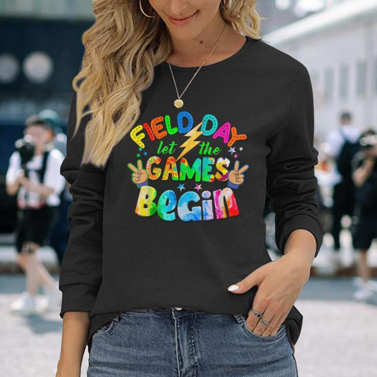 Tie Dye Let The Games Begin Retro Field Day 2023 Long Sleeve T-Shirt T-Shirt Gifts for Her
