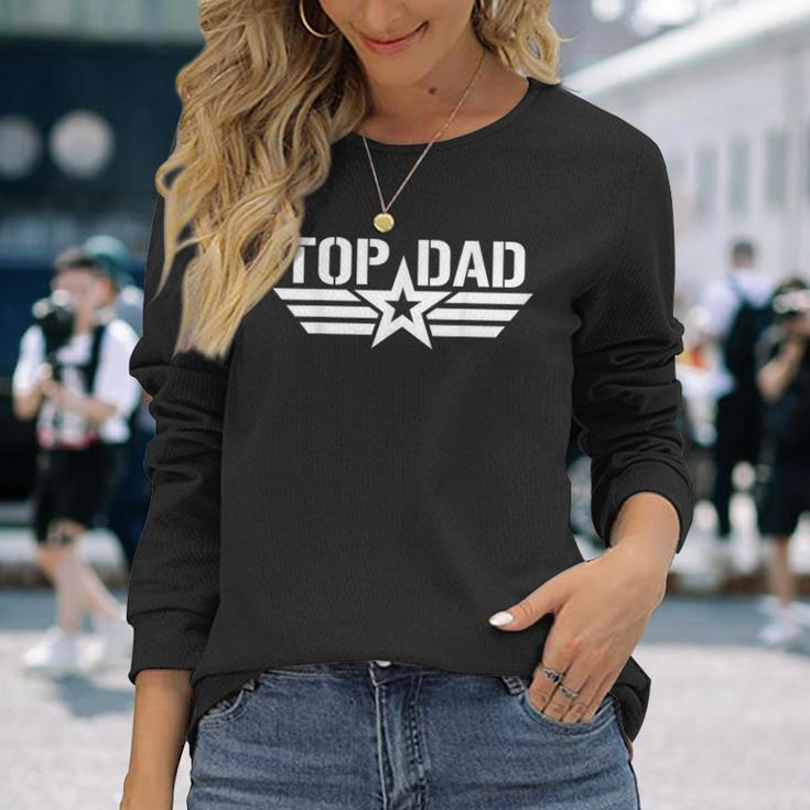 Top Dad Fathers Day For Daddy Dad Retro Patriotic Long Sleeve T-Shirt Gifts for Her